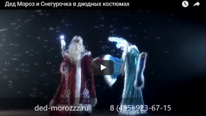 Видео выступления Деда Мороза и Снегурочки в диодных костюмах
